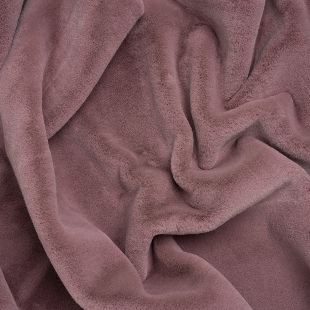 Recycled Polyester Faux Rabbit Fur - Mauve Recycled Polyester Faux Rabbit Fur - Mauve