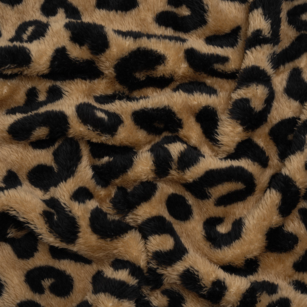 Recycled Polyester Minky Print - Beige and Black Leopard Spots Recycled Polyester Minky Print - Beige and Black Leopard Spots