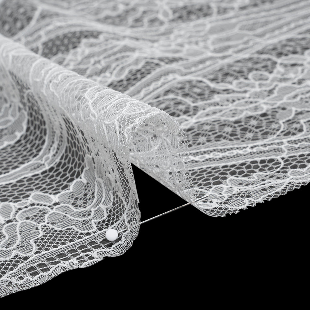 Re-Embroidered Lace with Scalloped Borders - White Floral Frames Re-Embroidered Lace with Scalloped Borders - White Floral Frames