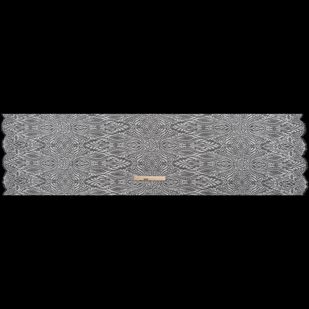 Raschel Lace with Scalloped Finished Edges - White Abstracted Floral Raschel Lace with Scalloped Finished Edges - White Abstracted Floral