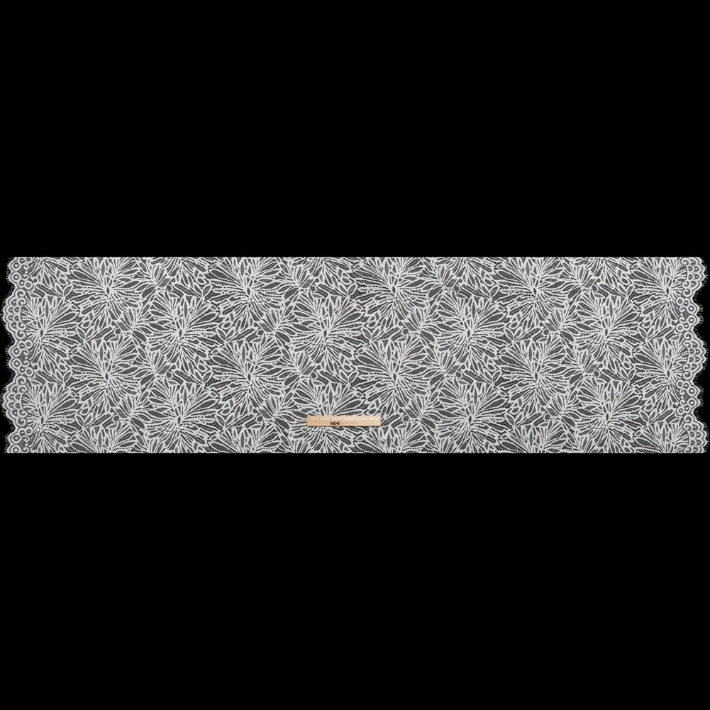 Raschel Lace with Scalloped Finished Edges - White Flowing Petals Raschel Lace with Scalloped Finished Edges - White Flowing Petals