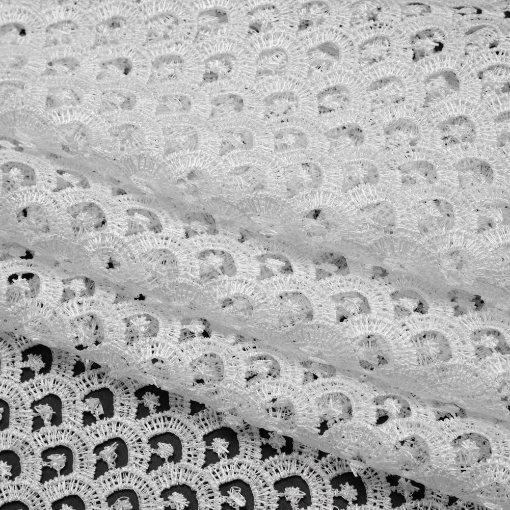 Guipure Lace - White Scale Scallops Guipure Lace - White Scale Scallops