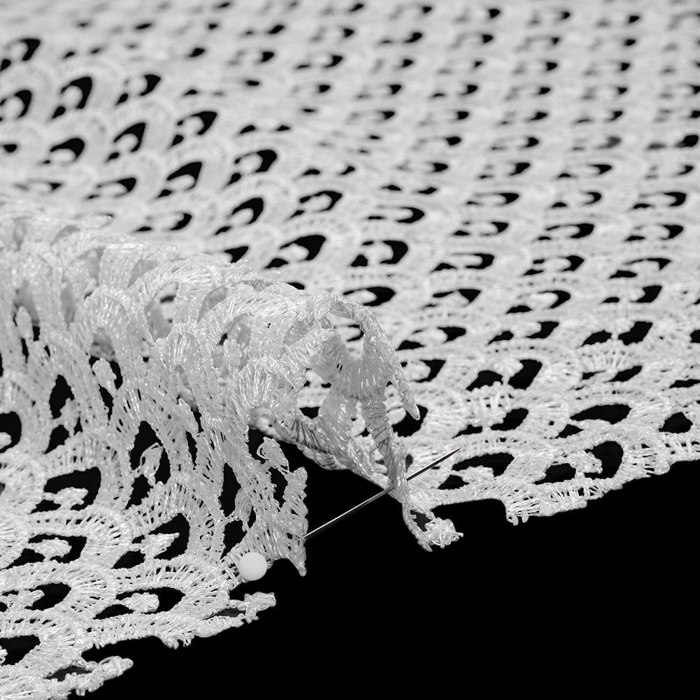 Guipure Lace - White Scale Scallops Guipure Lace - White Scale Scallops