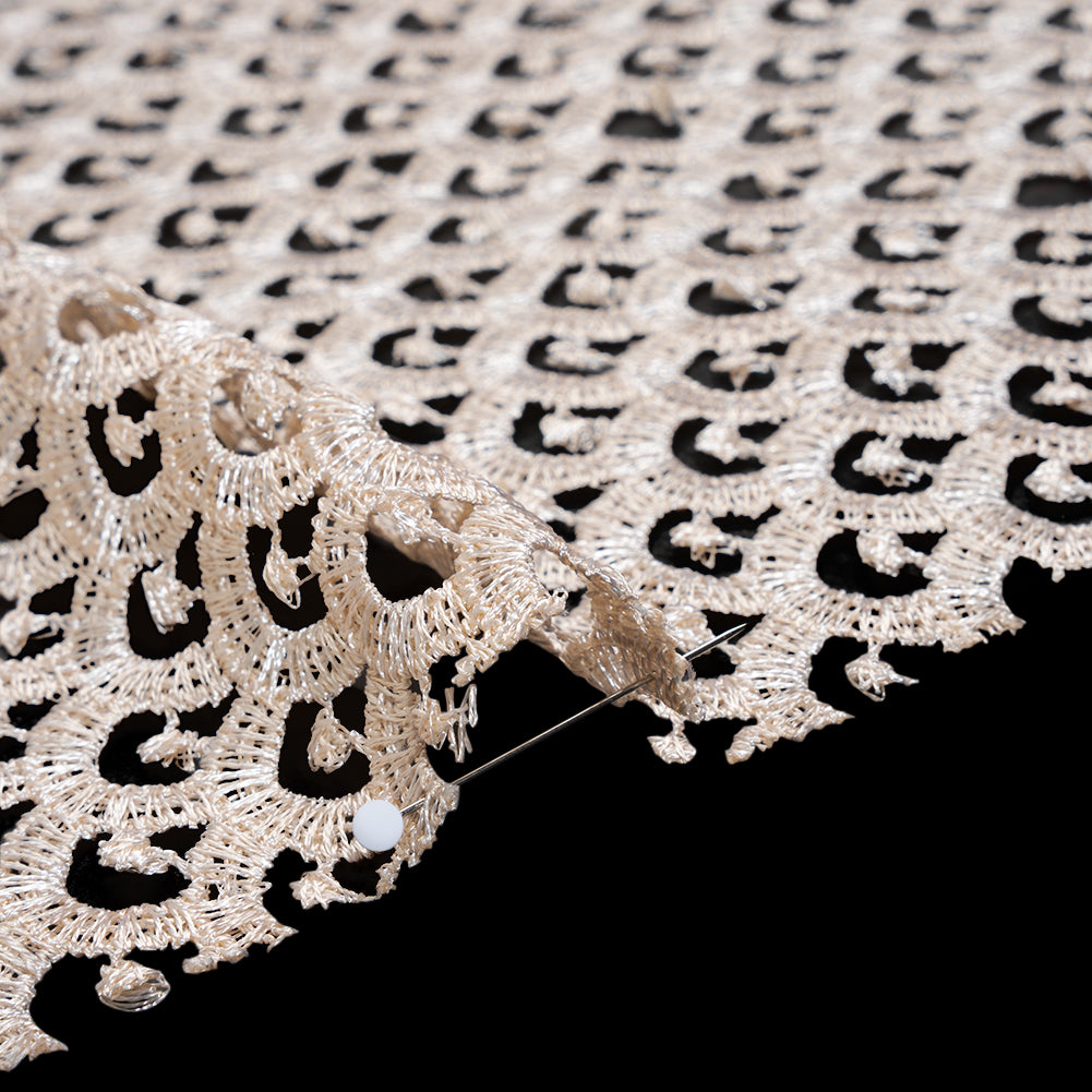 Guipure Lace - Bleached Sand Scale Scallops Guipure Lace - Bleached Sand Scale Scallops