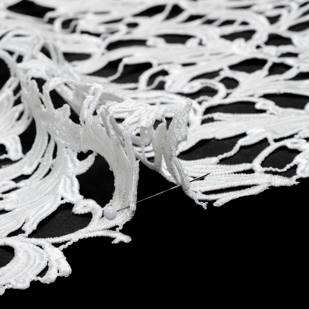 Guipure Lace - Off White Swirling Leafy Vines Detail Guipure Lace - Off White Swirling Leafy Vines Detail