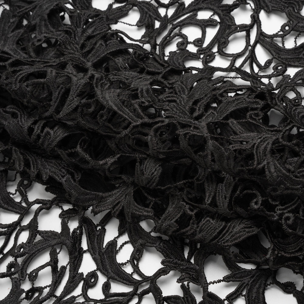 Guipure Lace - Black Swirling Leafy Vines Guipure Lace - Black Swirling Leafy Vines
