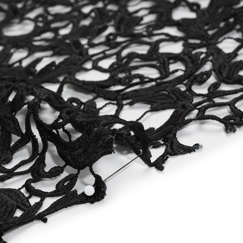 Guipure Lace - Black Swirling Leafy Vines Guipure Lace - Black Swirling Leafy Vines