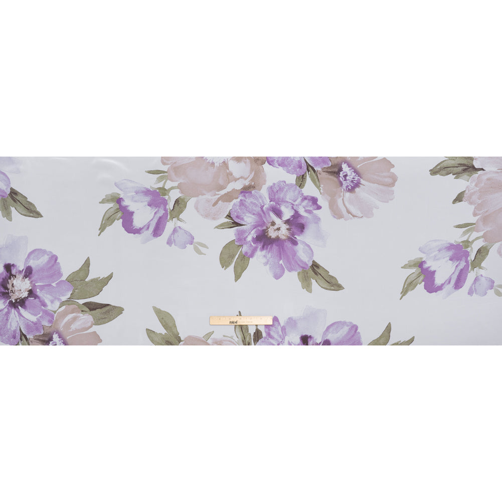 Polyester Chiffon Print - Beige, Lilac and Ivory Watercolor Floral - Designer Deadstock - Full Polyester Chiffon Print - Beige, Lilac and Ivory Watercolor Floral - Designer Deadstock - Full