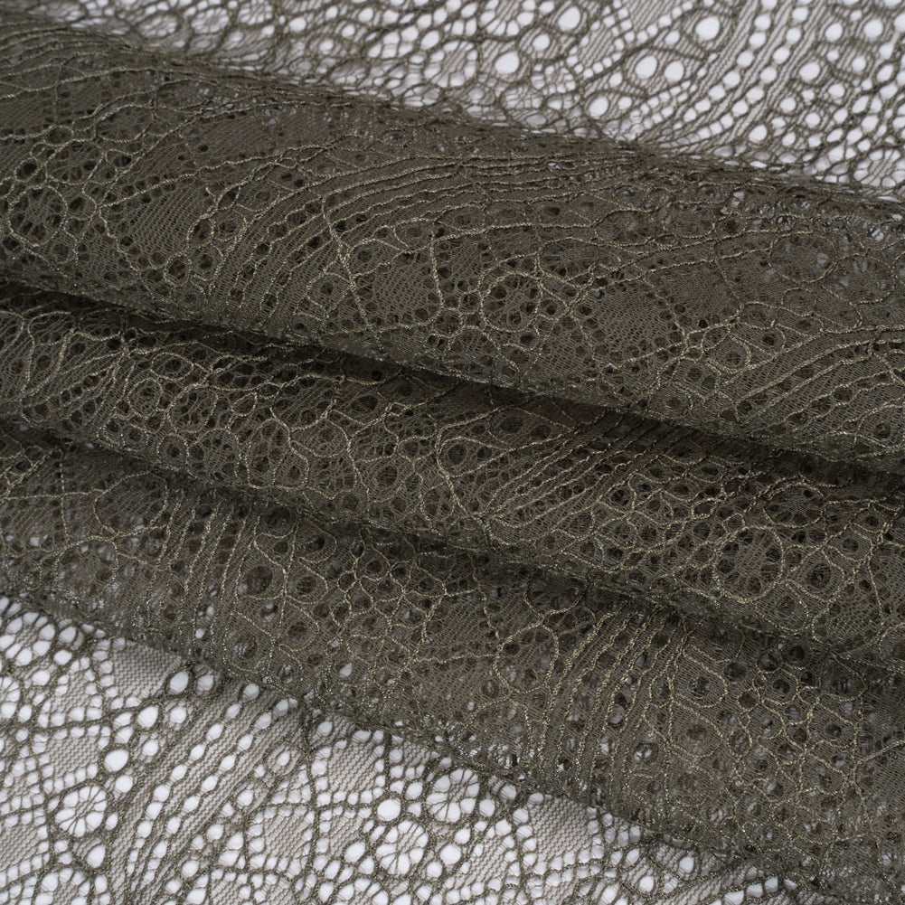 Nylon Lace with Finished Edges - Vineyard Gray-Green - Designer Deadstock - Folded Nylon Lace with Finished Edges - Vineyard Gray-Green - Designer Deadstock - Folded