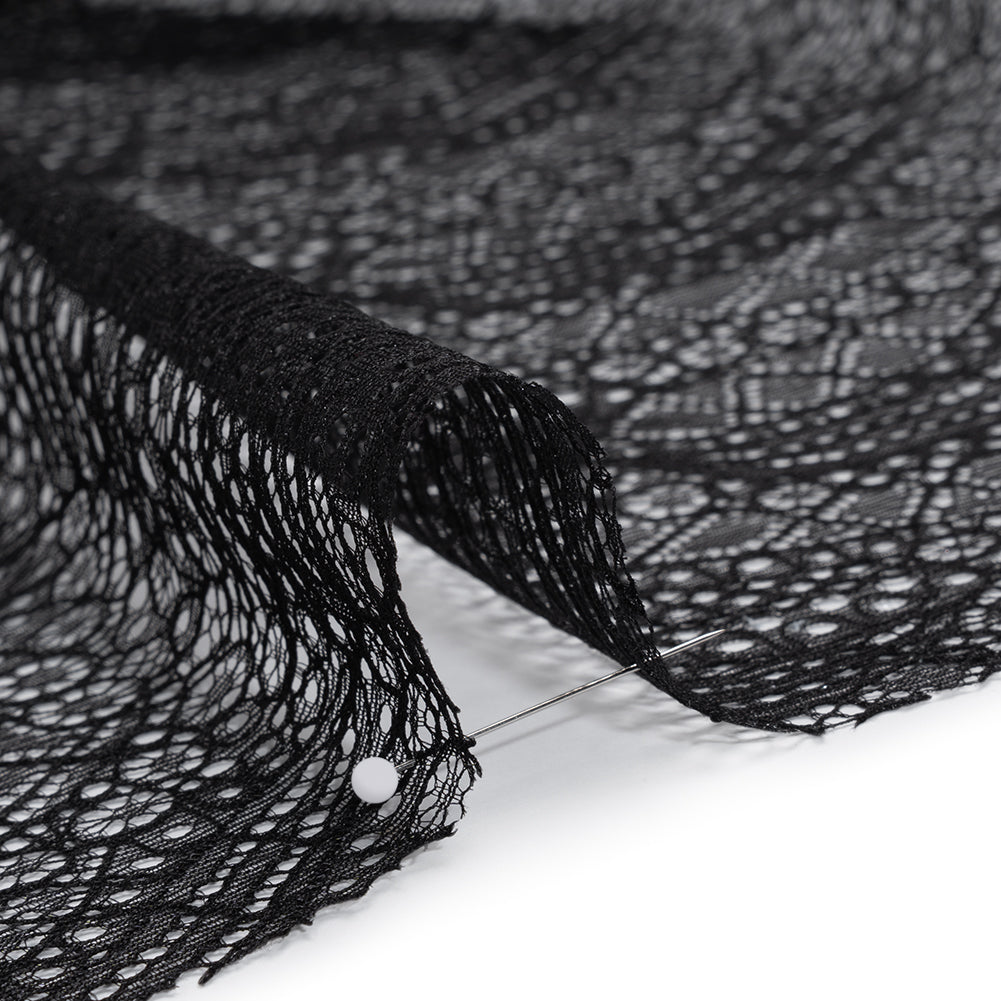 Nylon Lace with Finished Edges - Black - Designer Deadstock - Detail Nylon Lace with Finished Edges - Black - Designer Deadstock - Detail