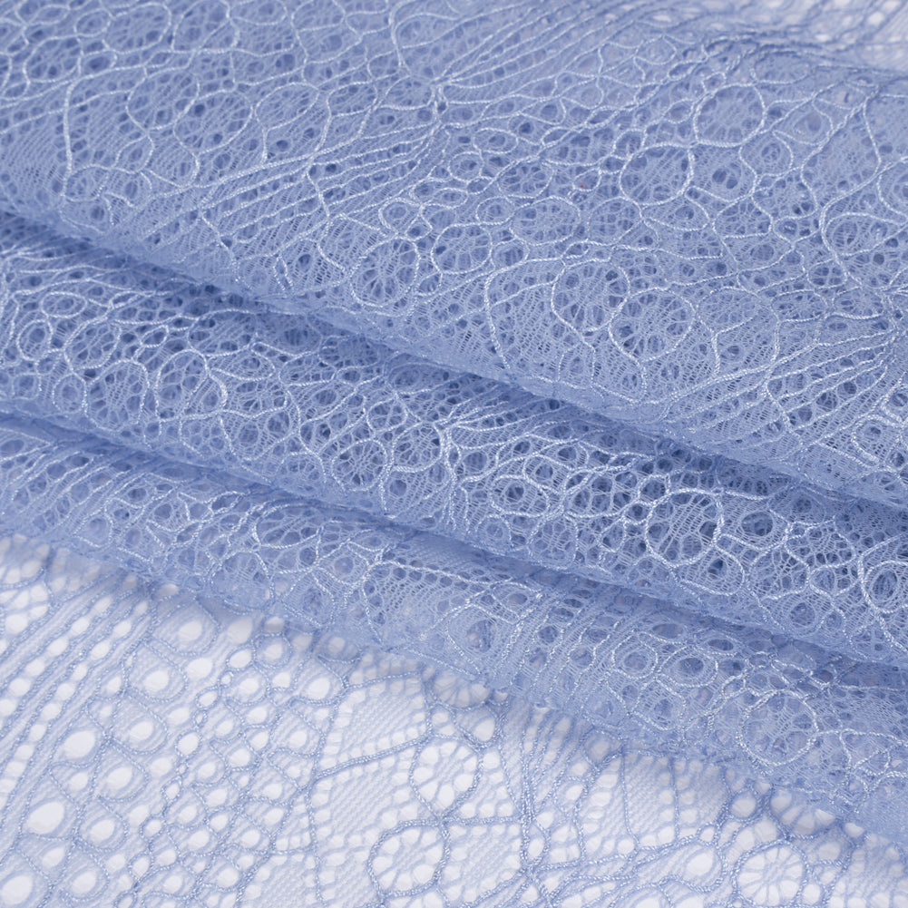 Nylon Lace with Finished Edges - Breeze Blue - Designer Deadstock - Folded Nylon Lace with Finished Edges - Breeze Blue - Designer Deadstock - Folded