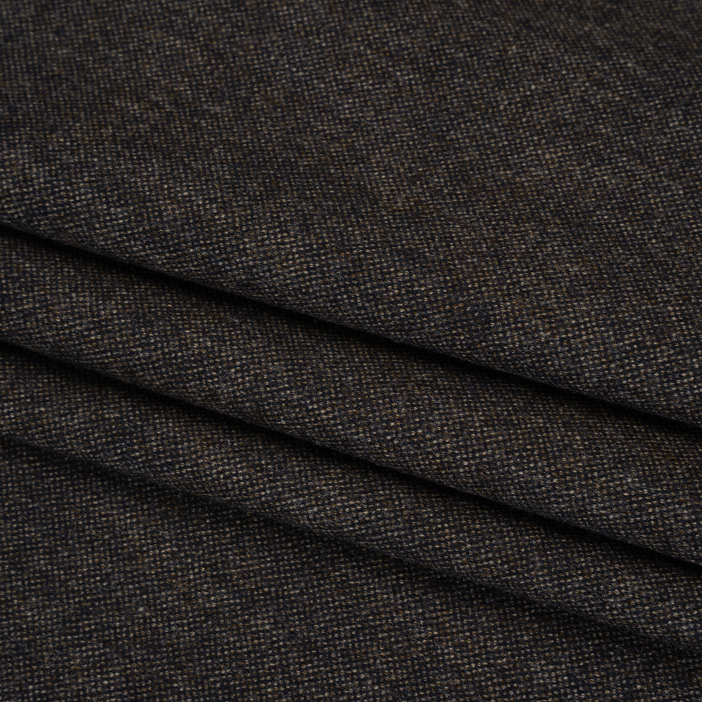 Stretch Wool Blend Flannel Suiting - Navy Blue and Brown Heathered Stretch Wool Blend Flannel Suiting - Navy Blue and Brown Heathered