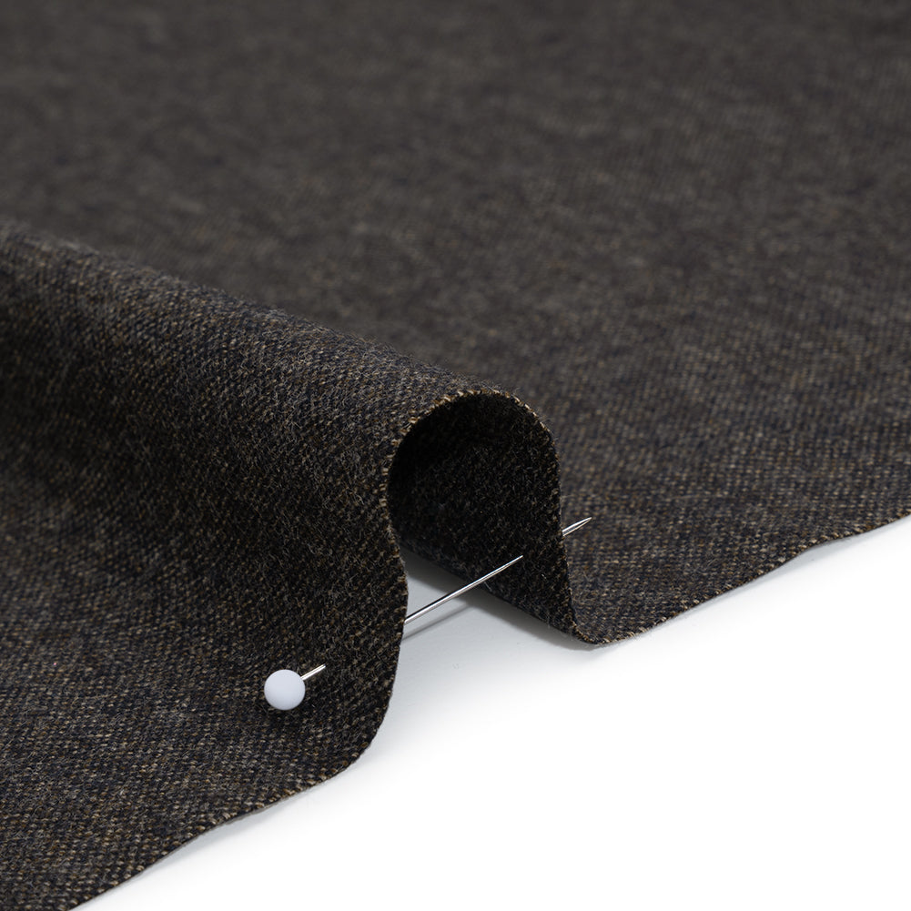 Stretch Wool Blend Flannel Suiting - Navy Blue and Brown Heathered Stretch Wool Blend Flannel Suiting - Navy Blue and Brown Heathered