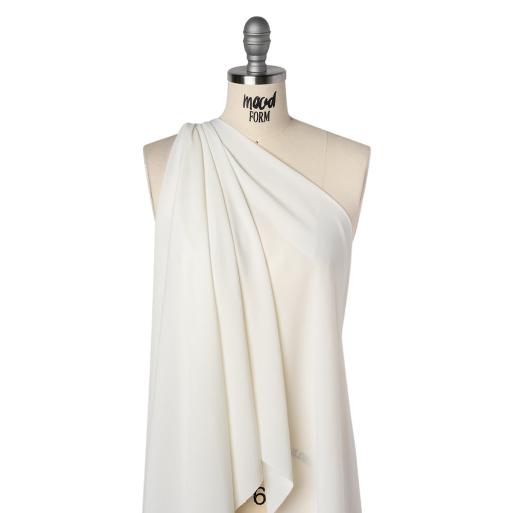 Polyester Double Georgette - Ecru White - Designer Deadstock - Drape Polyester Double Georgette - Ecru White - Designer Deadstock - Drape