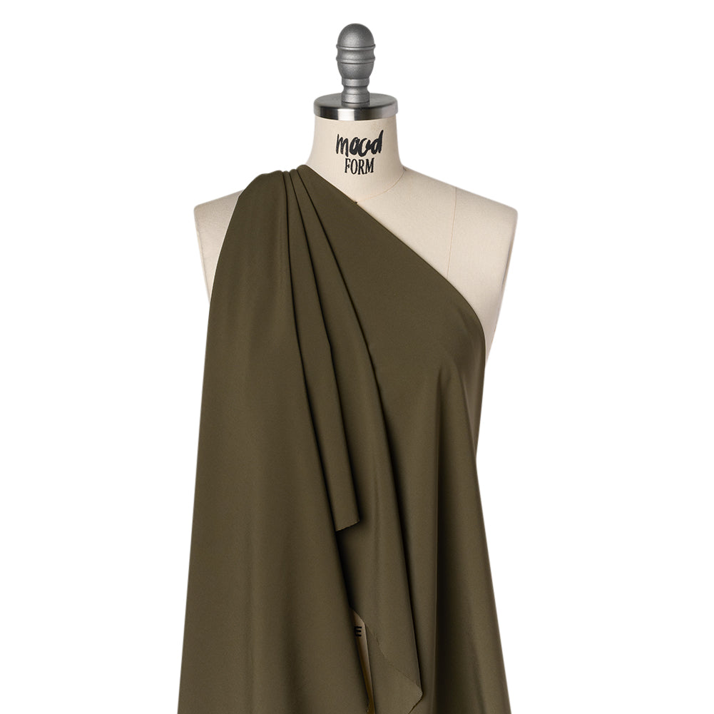 Stretch Polyester Woven - Caper Green - Designer Deadstock Drape Stretch Polyester Woven - Caper Green - Designer Deadstock Drape