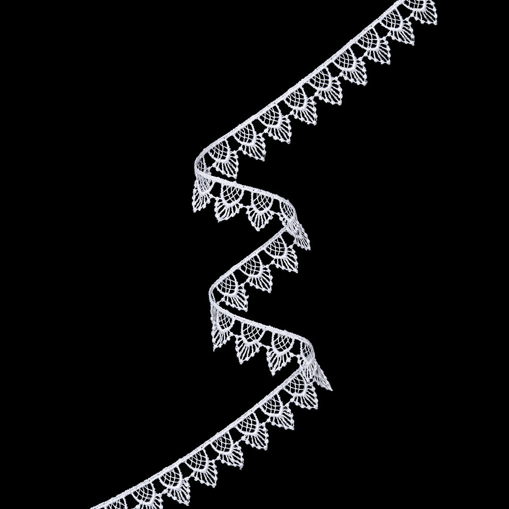 Guipure Lace Trim - 0.875" - White Pineapple Motifs Guipure Lace Trim - 0.875" - White Pineapple Motifs
