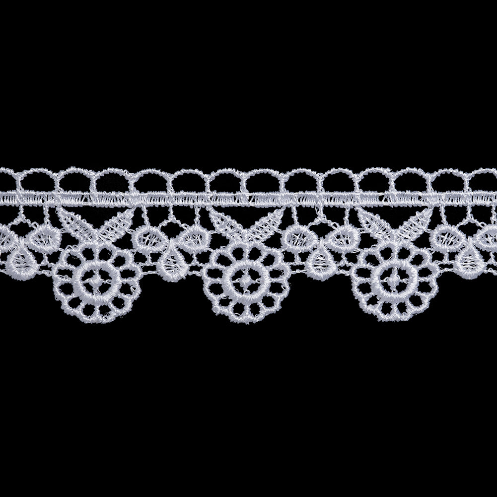 Guipure Lace Trim - 1.125" - White Sunflowers Guipure Lace Trim - 1.125" - White Sunflowers
