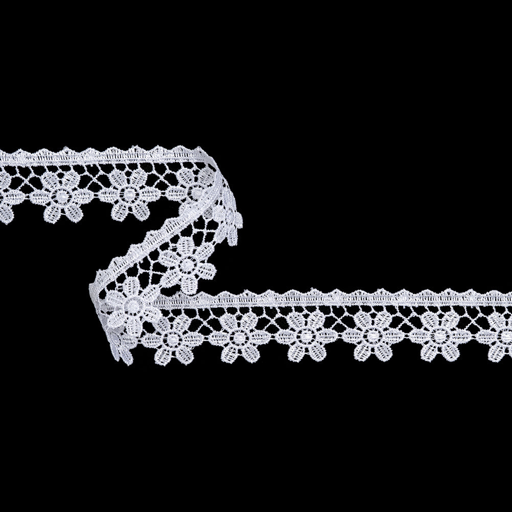 Guipure Lace Trim - 1.25" - White Hanging Florals Guipure Lace Trim - 1.25" - White Hanging Florals