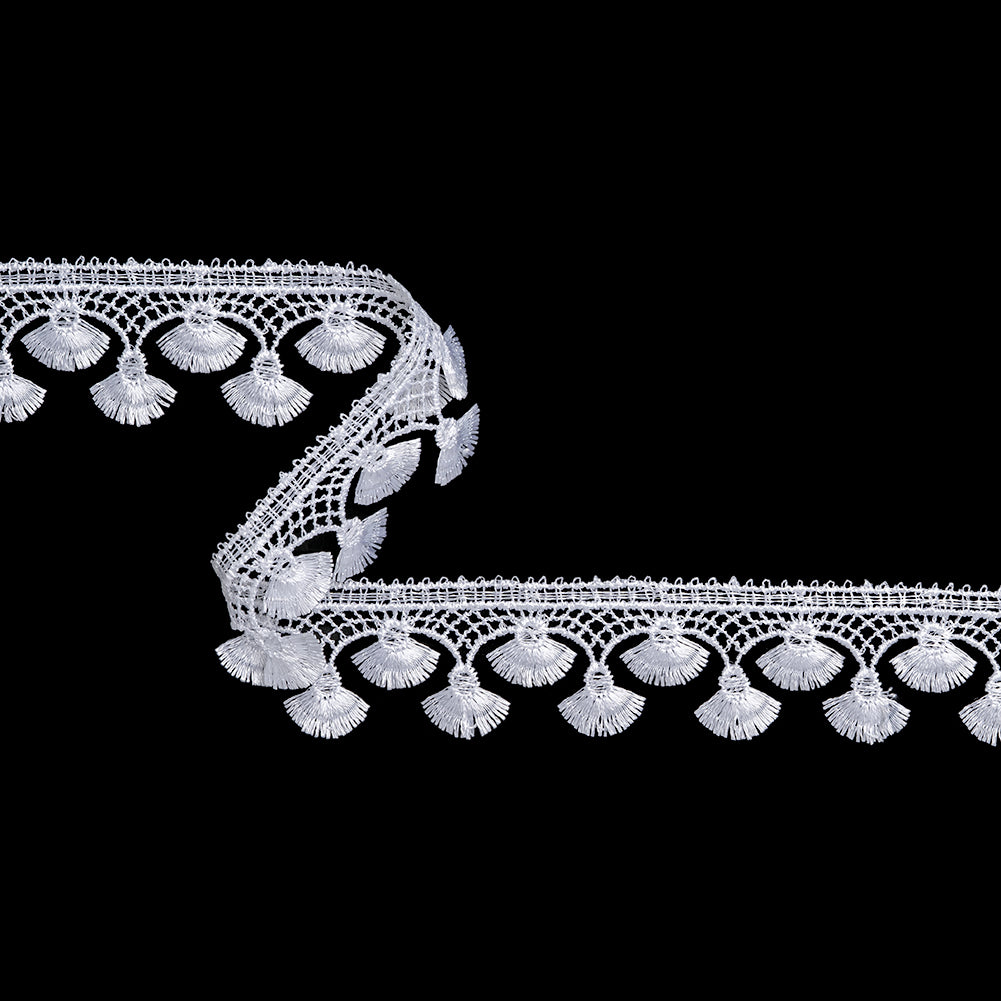 Guipure Lace Trim - 1.25" - White Fan Fringe Guipure Lace Trim - 1.25" - White Fan Fringe