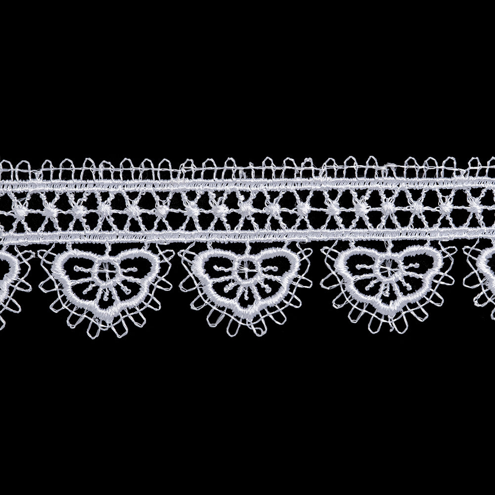 Guipure Lace Trim - 1.375" - White Fancy Fan Flowers Guipure Lace Trim - 1.375" - White Fancy Fan Flowers