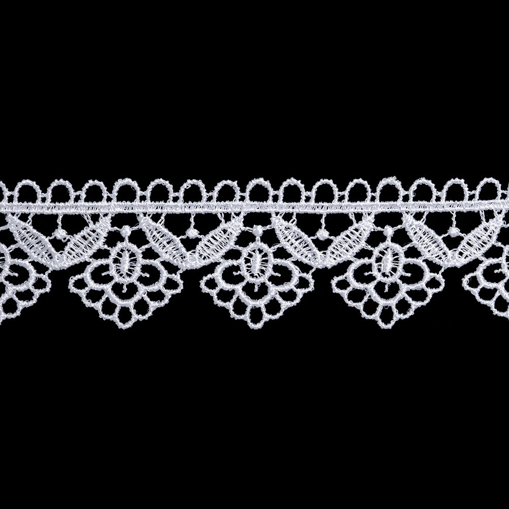 Guipure Lace Trim - 1.25" - White Leaves and Blooms Guipure Lace Trim - 1.25" - White Leaves and Blooms