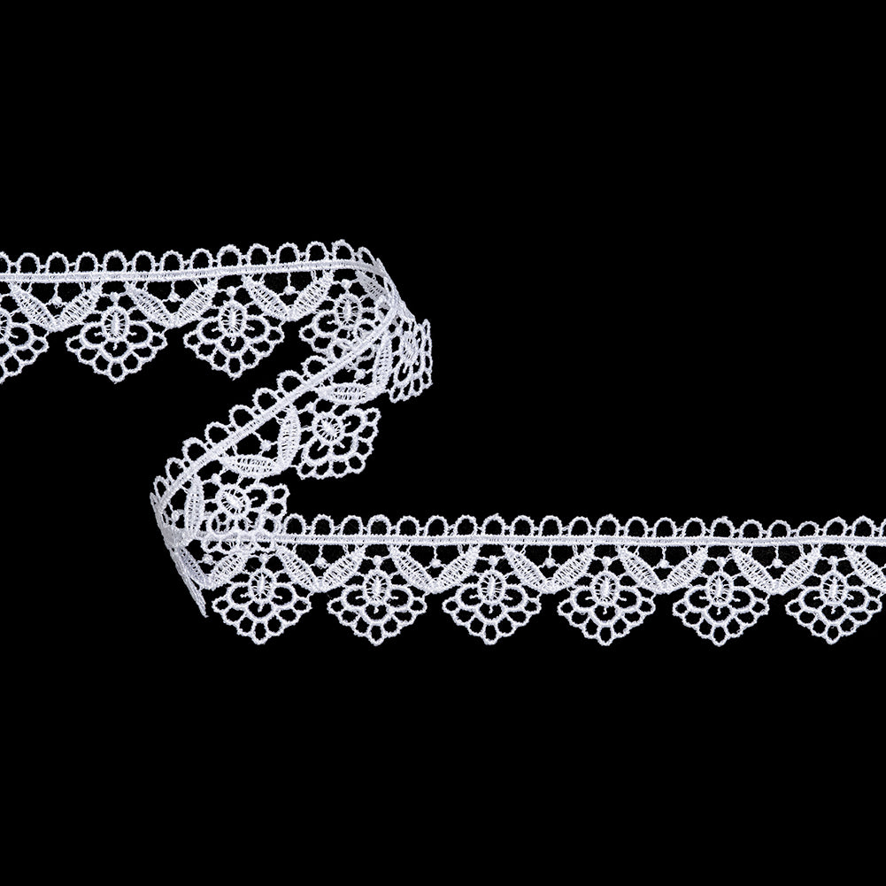 Guipure Lace Trim - 1.25" - White Leaves and Blooms Guipure Lace Trim - 1.25" - White Leaves and Blooms