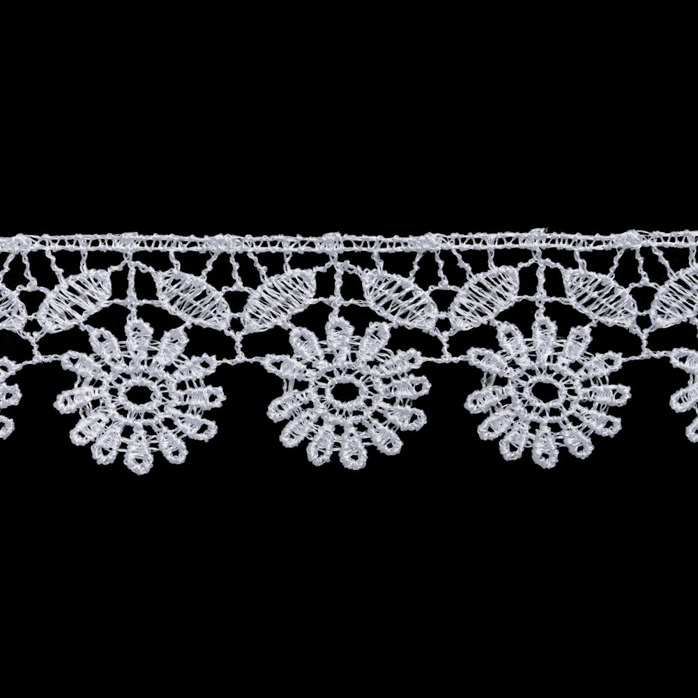 Guipure Lace Trim - 1.375" - White Blooming Sunflowers Guipure Lace Trim - 1.375" - White Blooming Sunflowers