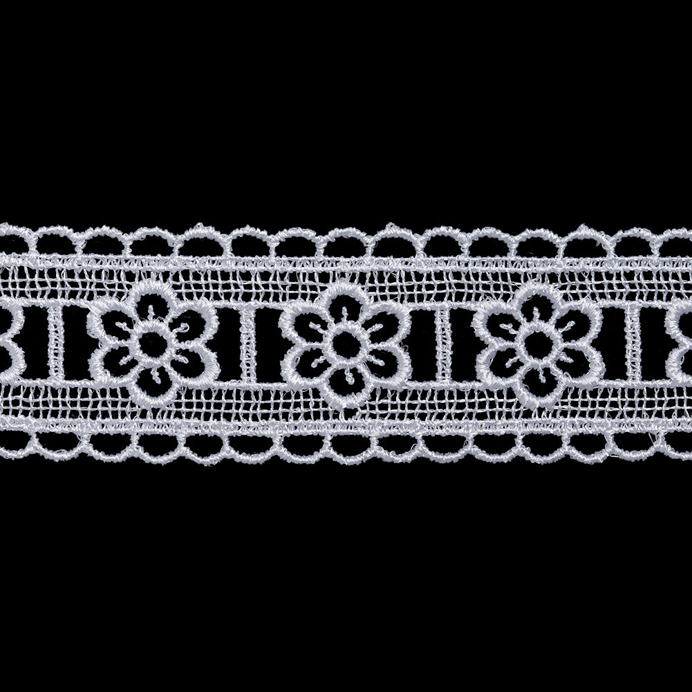 Guipure Lace Trim - 1.25" - White Floral Blocks Guipure Lace Trim - 1.25" - White Floral Blocks