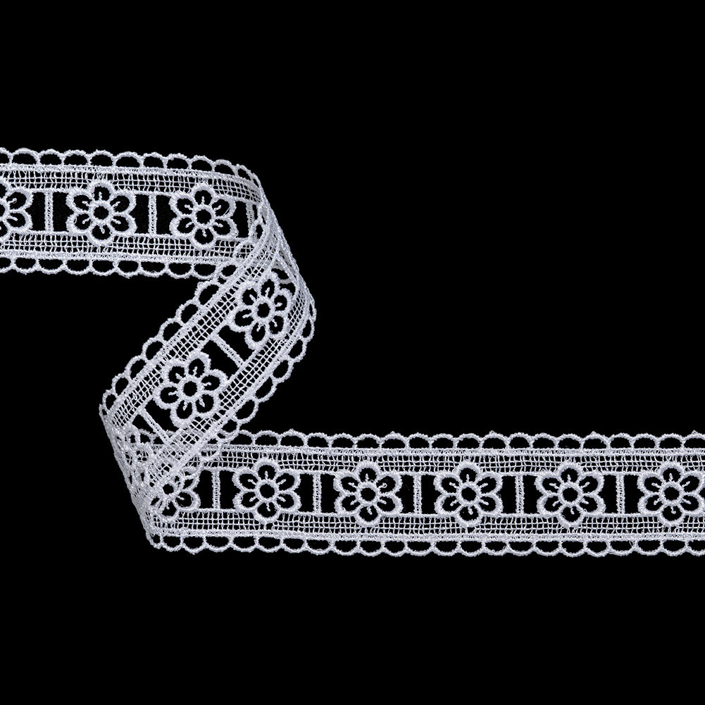 Guipure Lace Trim - 1.25" - White Floral Blocks Guipure Lace Trim - 1.25" - White Floral Blocks