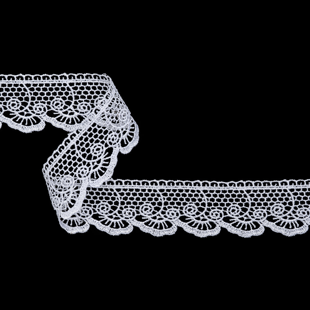 Guipure Lace Trim - 1.5" - White Filigree Flowers and Honeycombs Guipure Lace Trim - 1.5" - White Filigree Flowers and Honeycombs