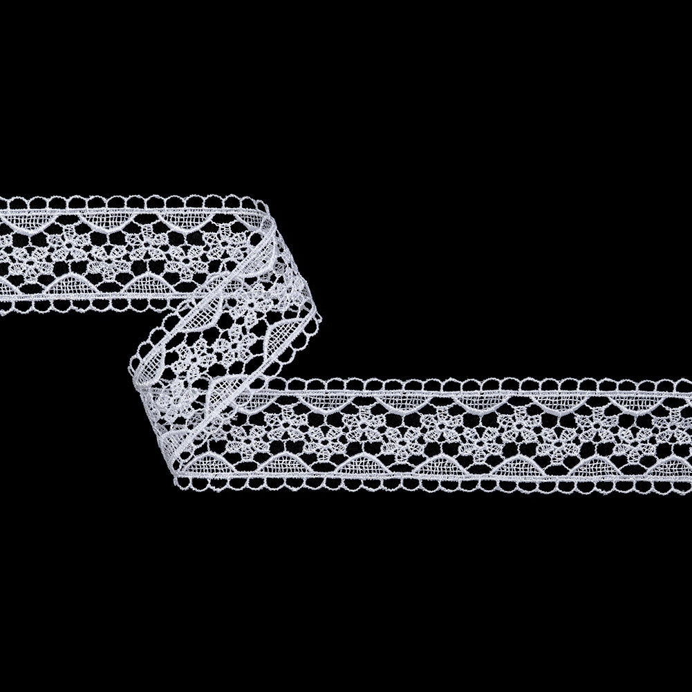 Guipure Lace Trim - 1.625" - White Flowers and Half Circles Guipure Lace Trim - 1.625" - White Flowers and Half Circles