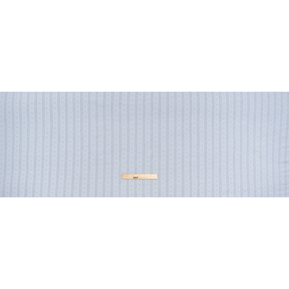 Cotton Pointelle Rib Knit - Baby Blue Hearts and Stripes - Cassy Collection - Full Cotton Pointelle Rib Knit - Baby Blue Hearts and Stripes - Cassy Collection - Full