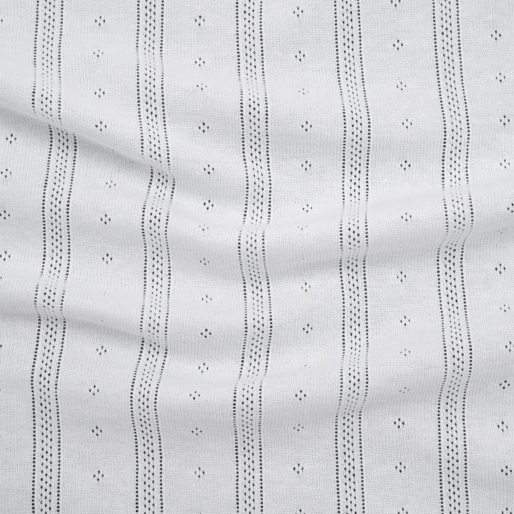 Cotton Pointelle Rib Knit - Powder White Diamonds and Stripes - Cassy Collection Cotton Pointelle Rib Knit - Powder White Diamonds and Stripes - Cassy Collection