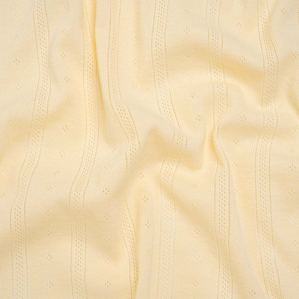 Cotton Pointelle Rib Knit - Light Sunshine Yellow Diamonds and Stripes - Cassy Collection Cotton Pointelle Rib Knit - Light Sunshine Yellow Diamonds and Stripes - Cassy Collection
