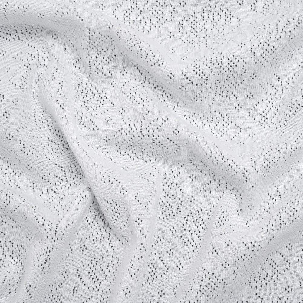 Cotton Pointelle Rib Knit - Powder White Roses - Cassy Collection Cotton Pointelle Rib Knit - Powder White Roses - Cassy Collection