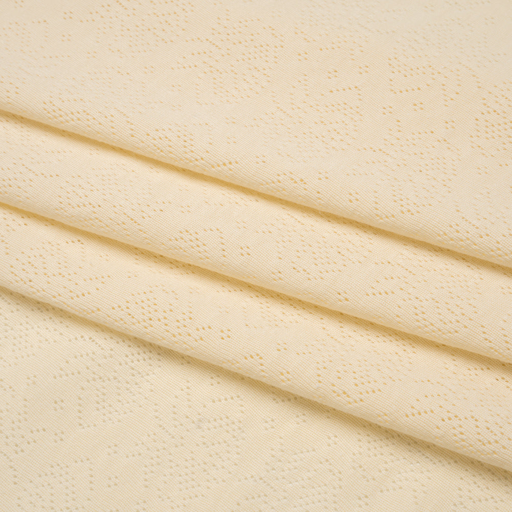 Cotton Pointelle Rib Knit - Light Sunshine Yellow Roses - Cassy Collection - Folded Cotton Pointelle Rib Knit - Light Sunshine Yellow Roses - Cassy Collection - Folded