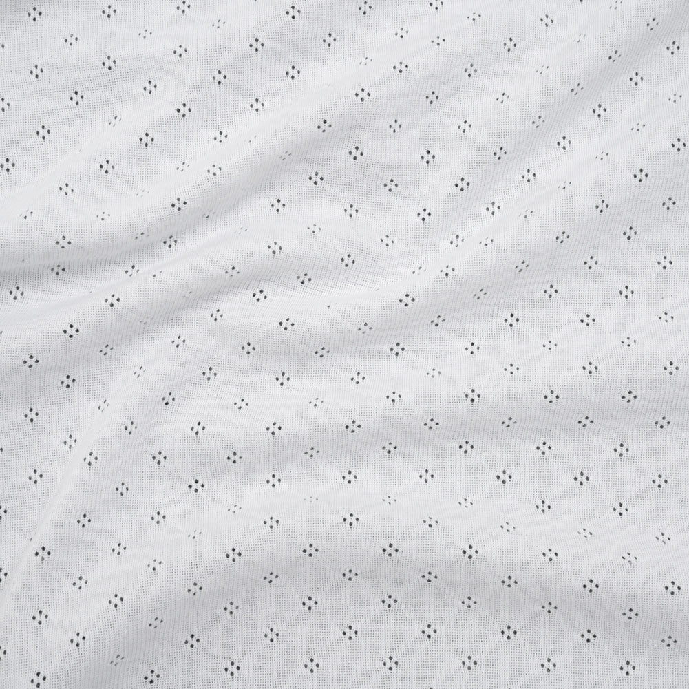 Cotton Pointelle Rib Knit - Powder White Diamonds - Cassy Collection Cotton Pointelle Rib Knit - Powder White Diamonds - Cassy Collection