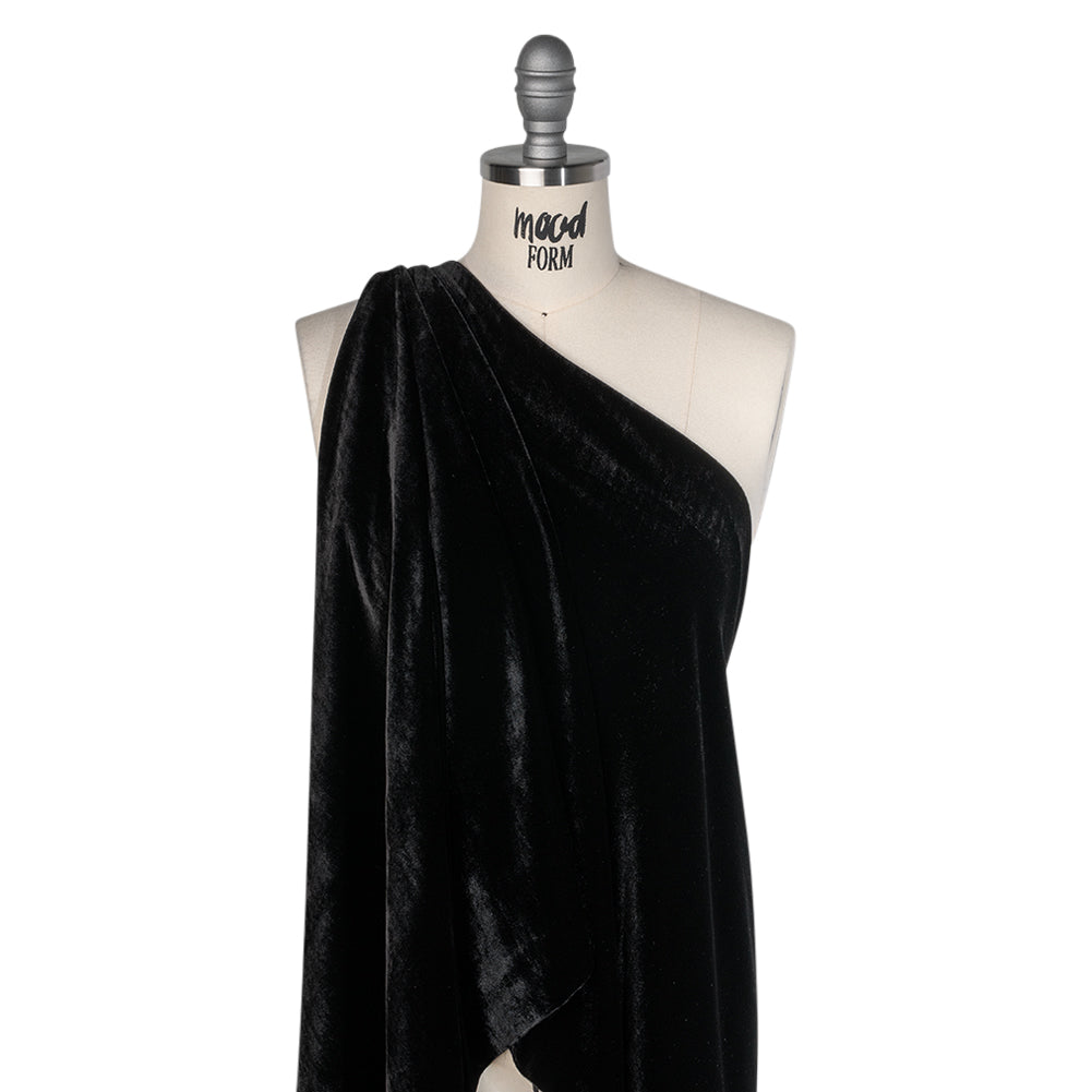 Silk and Rayon Velvet - Jet Black - Adelasia Collection Drape Silk and Rayon Velvet - Jet Black - Adelasia Collection Drape