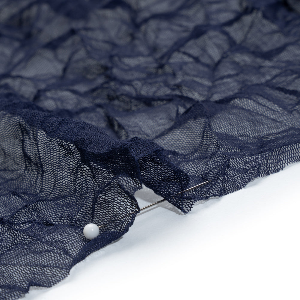 Crinkled Polyester Mesh - Navy Blue - Detail Crinkled Polyester Mesh - Navy Blue - Detail