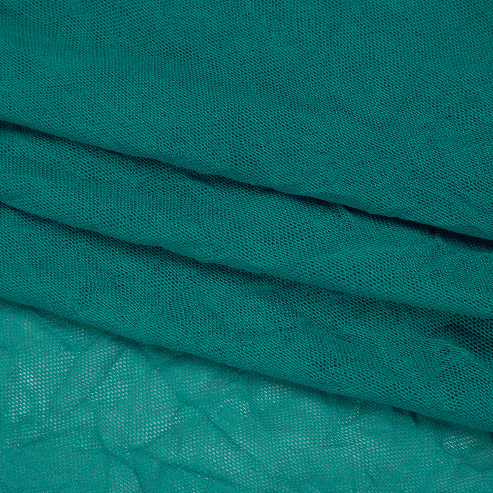 Crinkled Polyester Mesh - Teal Green - Folded Crinkled Polyester Mesh - Teal Green - Folded
