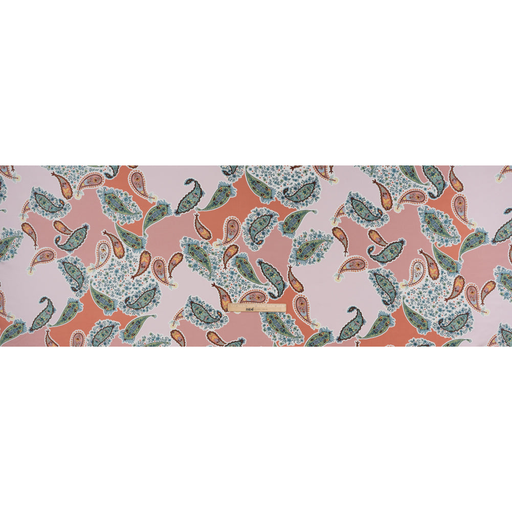 Rayon Challis Print - Pink and Green Paisley Floral Patchwork - Deadstock - Full Rayon Challis Print - Pink and Green Paisley Floral Patchwork - Deadstock - Full