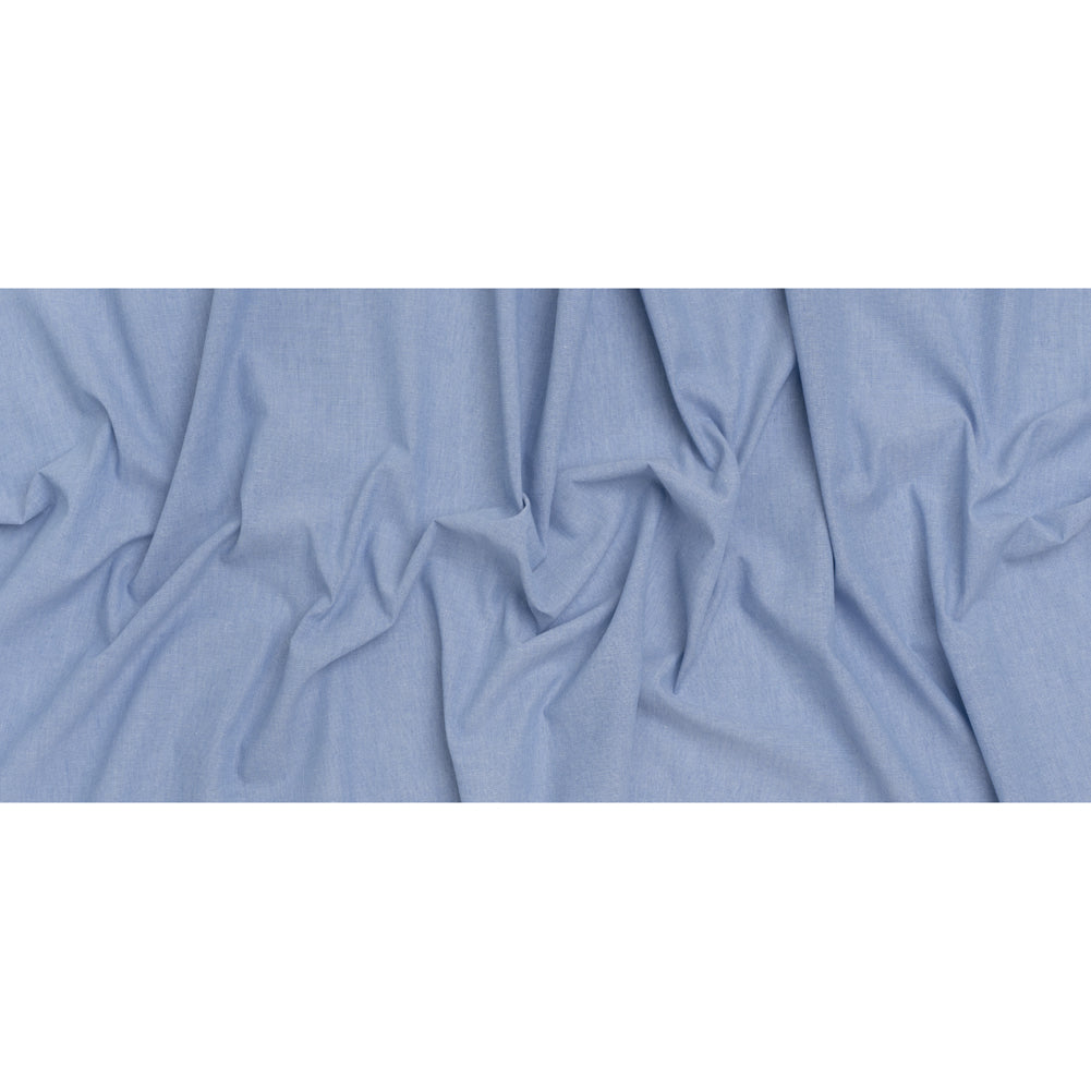 Cotton and Polyester Chambray Made in Italy - Heathered Chambray Blue - Full Cotton and Polyester Chambray Made in Italy - Heathered Chambray Blue - Full