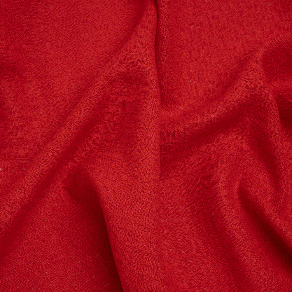 Linen and Cotton Waffle Woven Made in Italy - Chili Pepper Red Linen and Cotton Waffle Woven Made in Italy - Chili Pepper Red