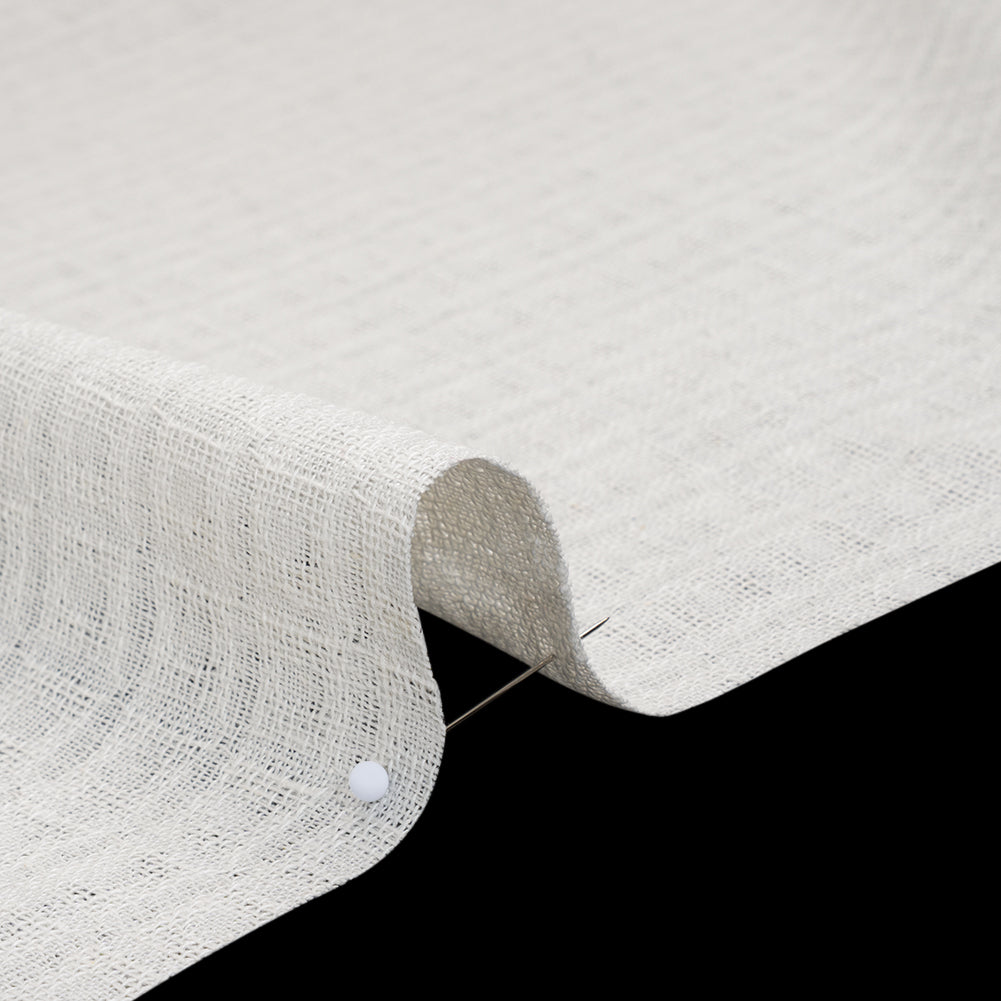 Linen and Cotton Waffle Woven Made in Italy - Natural Ecru White - Detail Linen and Cotton Waffle Woven Made in Italy - Natural Ecru White - Detail