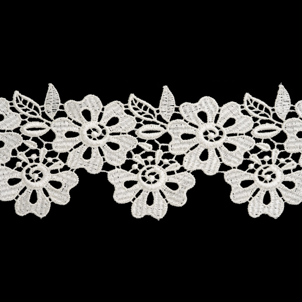 Venise Lace Trim with Finished Edges - 3.75" - Ivory Big Flowers Venise Lace Trim with Finished Edges - 3.75" - Ivory Big Flowers