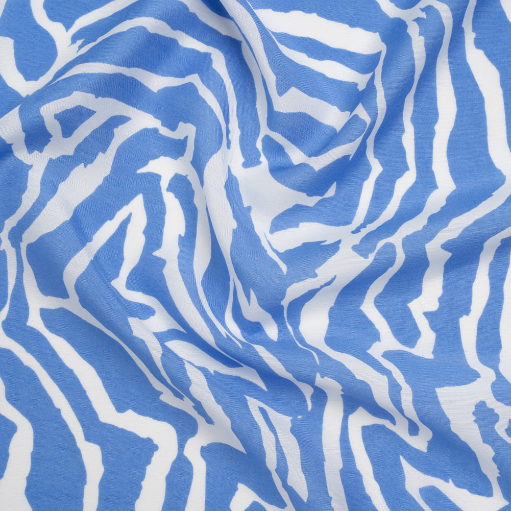 Silk and Cotton Voile Print - Country Blue and White Zebra Stripes Silk and Cotton Voile Print - Country Blue and White Zebra Stripes