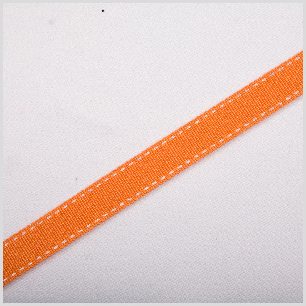 5/8" Orange Stitched Grosgrain Ribbon 5/8" Orange Stitched Grosgrain Ribbon