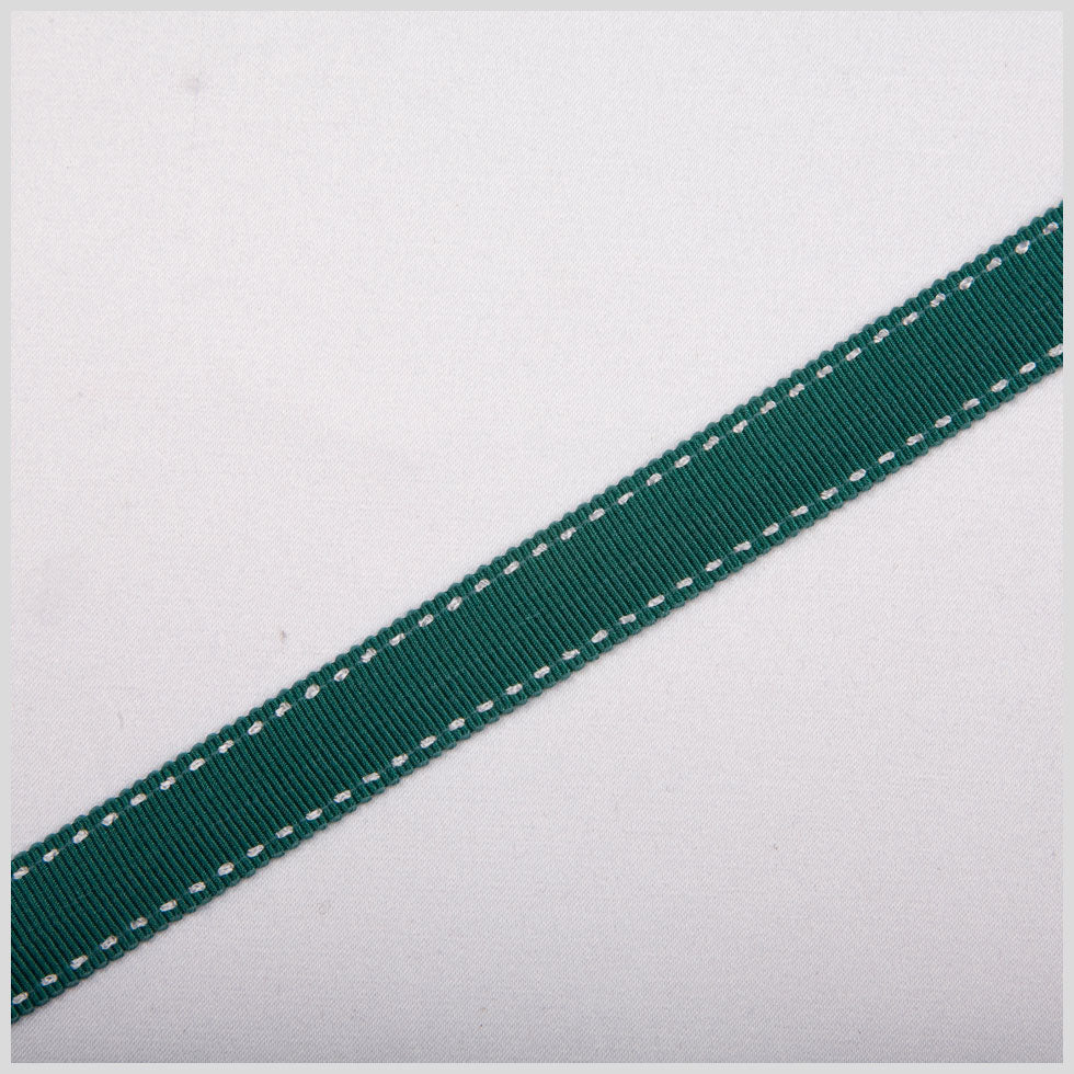 5/8" Dark Green Stitched Grosgrain Ribbon 5/8" Dark Green Stitched Grosgrain Ribbon
