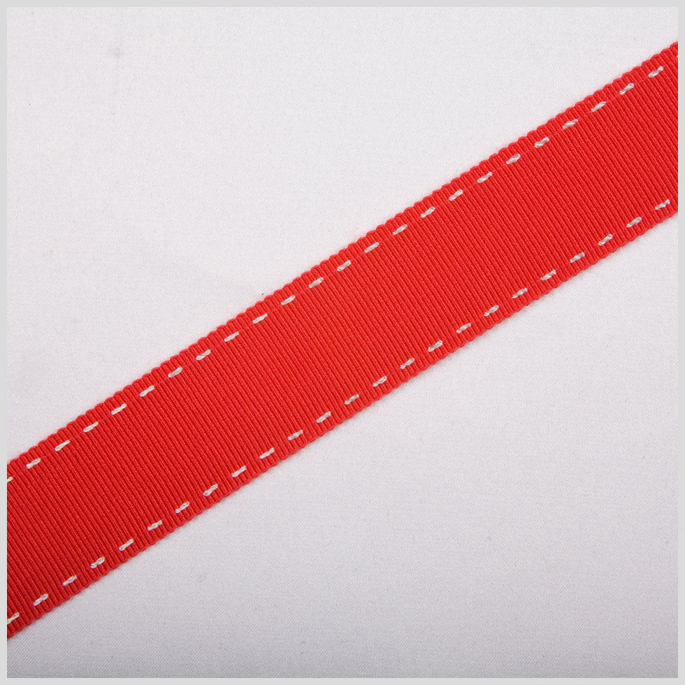 7/8" Red Stitched Grosgrain Ribbon 7/8" Red Stitched Grosgrain Ribbon