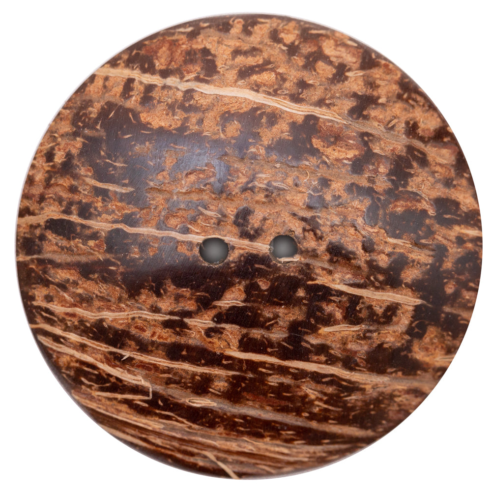 Natural and Silver Foiled 2-Hole Coconut Button - 70L/44.5mm Detail Natural and Silver Foiled 2-Hole Coconut Button - 70L/44.5mm Detail